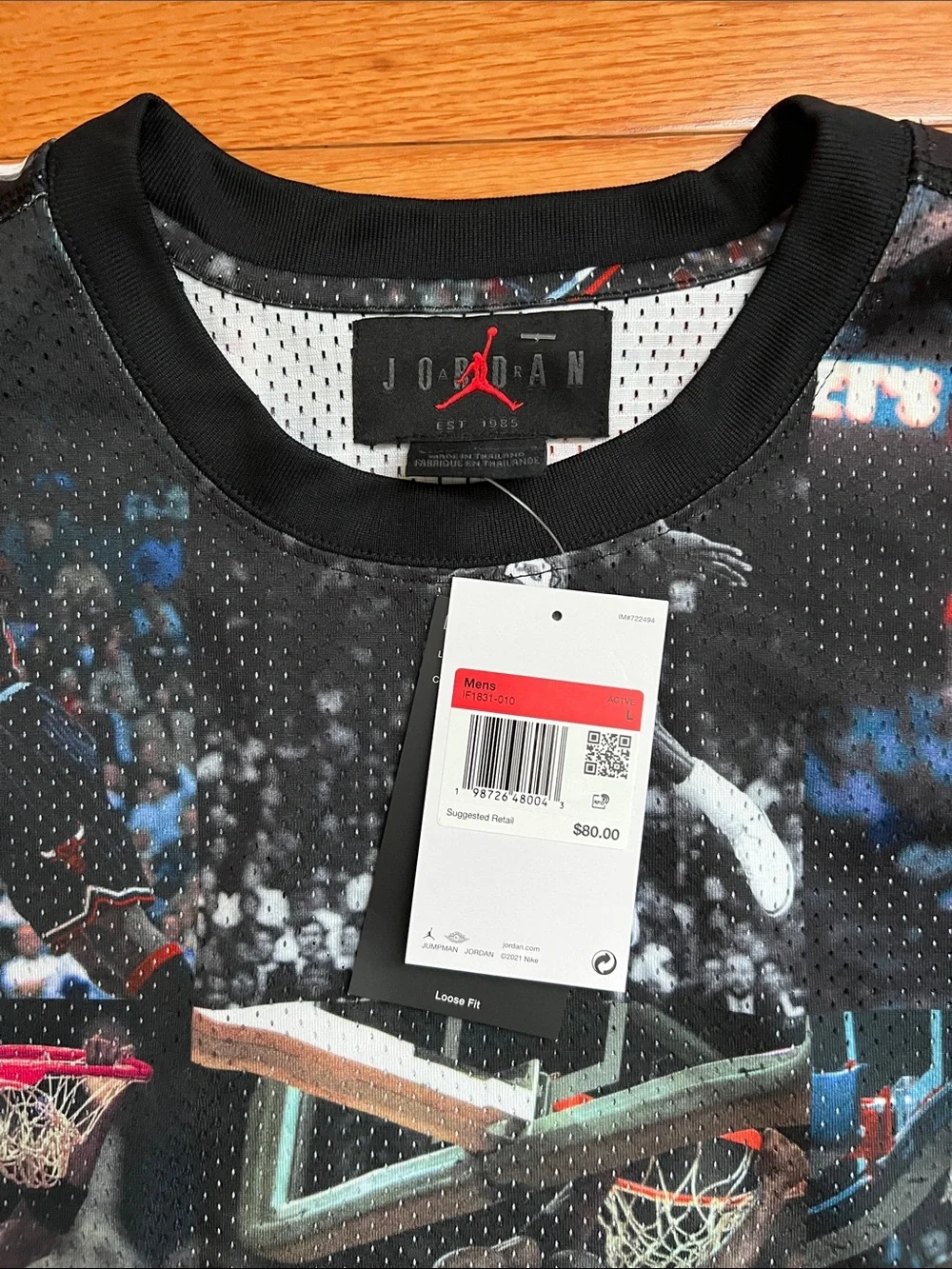 Jordan Black All-Over Michael Jordan Basketball Graphic Long-Sleeve Top